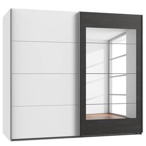 Armoire à portes coulissantes Minden Avec miroir - Blanc / Graphite - Largeur : 225 cm