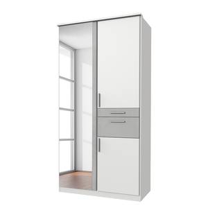 Armoire Koblenz I Avec compartiment pour accessoires - Blanc / Gris clair - Largeur : 91 cm