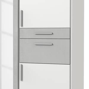 Armoire Koblenz I Avec compartiment pour accessoires - Blanc / Gris clair - Largeur : 91 cm