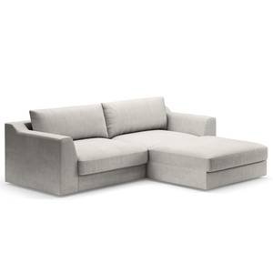 Ecksofa Dixwell mit Longchair Webstoff Palila: Granit - Longchair davorstehend rechts