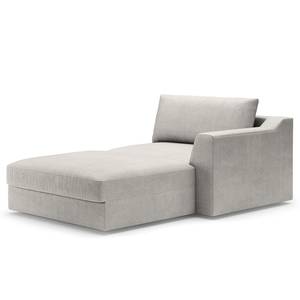 Hoekbank Dixwell met chaise longue Geweven stof Palila: Granietkleurig - Longchair vooraanzicht rechts