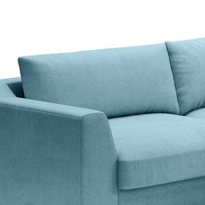 Hoekbank Dixwell met chaise longue Geweven stof Palila: Lichtblauw - Longchair vooraanzicht rechts