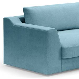 Ecksofa Dixwell mit Longchair Webstoff Palila: Hellblau - Longchair davorstehend rechts