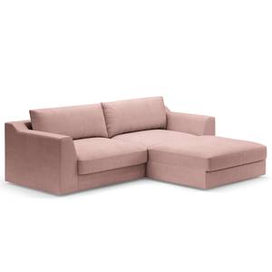 Ecksofa Dixwell mit Longchair Webstoff Palila: Mauve - Longchair davorstehend rechts