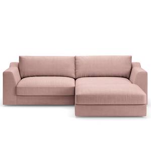 Hoekbank Dixwell met chaise longue Geweven stof Palila: Mauve - Longchair vooraanzicht rechts