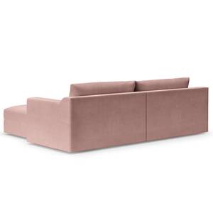 Ecksofa Dixwell mit Longchair Webstoff Palila: Mauve - Longchair davorstehend rechts