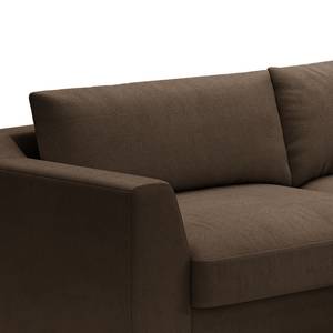 Ecksofa Dixwell mit Longchair Webstoff Palila: Espresso - Longchair davorstehend rechts