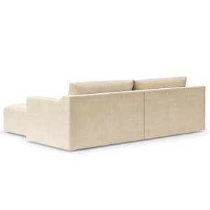 Ecksofa Dixwell mit Longchair Webstoff Palila: Creme - Longchair davorstehend rechts