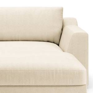 Ecksofa Dixwell mit Longchair Webstoff Palila: Creme - Longchair davorstehend rechts