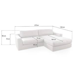 Divano con chaise longue Dixwell Tessuto Palila: crema - Longchair preimpostata a destra