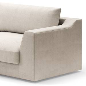 Hoekbank Dixwell met chaise longue Geweven stof Palila: Lichtgrijs - Longchair vooraanzicht links