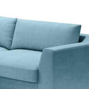 Hoekbank Dixwell met chaise longue Geweven stof Palila: Lichtblauw - Longchair vooraanzicht links