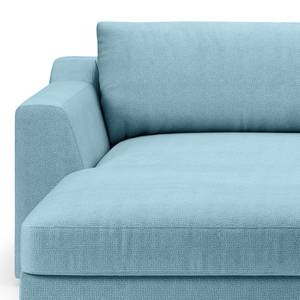 Ecksofa Dixwell mit Longchair Webstoff Palila: Hellblau - Longchair davorstehend links