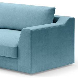 Hoekbank Dixwell met chaise longue Geweven stof Palila: Lichtblauw - Longchair vooraanzicht links
