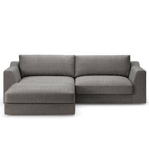 Ecksofa Dixwell mit Longchair Webstoff Palila: Fango - Longchair davorstehend links