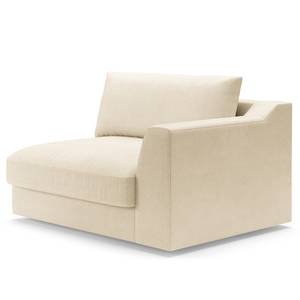 Hoekbank Dixwell met chaise longue Geweven stof Palila: Crèmekleurig - Longchair vooraanzicht links