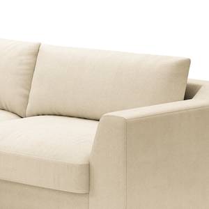 Hoekbank Dixwell met chaise longue Geweven stof Palila: Crèmekleurig - Longchair vooraanzicht links