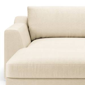 Hoekbank Dixwell met chaise longue Geweven stof Palila: Crèmekleurig - Longchair vooraanzicht links