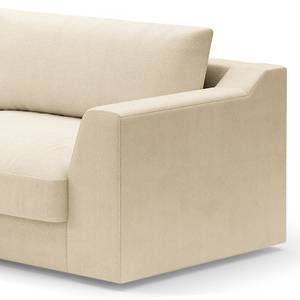 Ecksofa Dixwell mit Longchair Webstoff Palila: Creme - Longchair davorstehend links