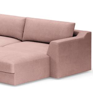 Zithoek Dixwell met hocker Geweven stof Palila: Mauve - Longchair vooraanzicht rechts/Ottomaan links