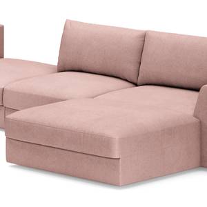 Wohnlandschaft Dixwell mit Hocker Webstoff Palila: Mauve - Longchair davorstehend rechts / Ottomane links