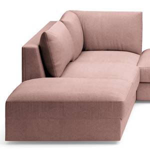 Zithoek Dixwell met hocker Geweven stof Palila: Mauve - Longchair vooraanzicht rechts/Ottomaan links