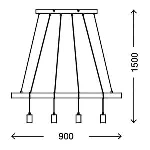 Hanglamp Bar ijzer/hout - 4 lichtbronnen