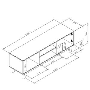 TV-Lowboard Sinetta Weiß / Eiche Dekor