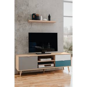 Meuble TV scandinave - chêne, gris, Multicolore / Imitation chêne Sonoma