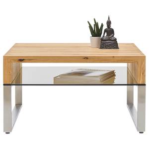 Tavolino da salotto Vinton Quercia massello / Vetro - Larghezza: 70 cm
