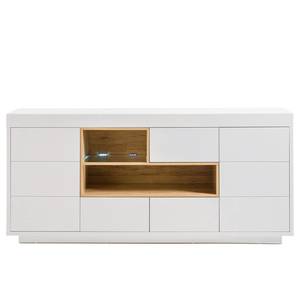 Dressoir Kuusaa wit/eikenhouten look - Breedte: 193 cm