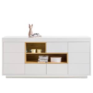 Dressoir Kuusaa wit/eikenhouten look - Breedte: 193 cm