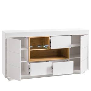 Dressoir Kuusaa wit/eikenhouten look - Breedte: 167 cm