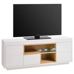 Tv-meubel Kuusaa wit/eikenhouten look - Breedte: 168 cm