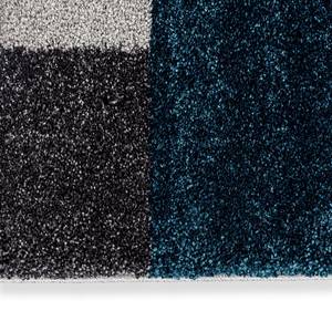 Hoogpolig vloerkleed Savona I geweven stof - Grijs/donkerblauw - 67 x 130 cm