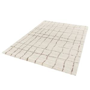 Hoogpolig vloerkleed Savona II geweven stof - Crèmekleurig/taupe - 67 x 130 cm