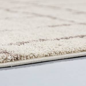 Hoogpolig vloerkleed Savona II geweven stof - Crèmekleurig/taupe - 67 x 130 cm