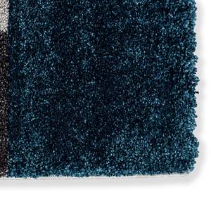 Hoogpolig vloerkleed Savona I geweven stof - Grijs/donkerblauw - 80 x 150 cm