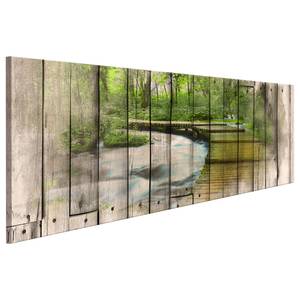 Bild The River of Memories Leinen - Braun / Grün - 120 x 40 cm