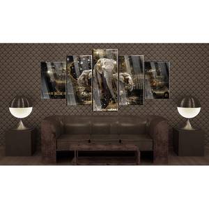 Acrylglasbild Brown Elephants Acrylglas - Schwarz / Gold - 100 x 50 cm