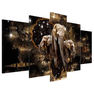 Acrylglasbild Brown Elephants Acrylglas - Schwarz / Gold - 200 x 100 cm
