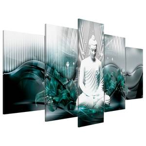 Acrylglasbild Azure Meditation Acrylglas - Silber / Türkis - 100 x 50 cm