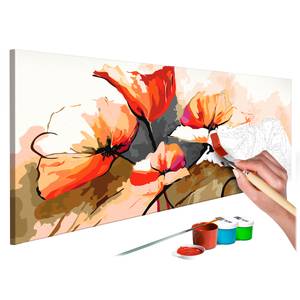 Malen nach Zahlen - Zarte Mohnblumen Leinen - Mehrfarbig - 100 x 40 cm