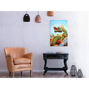 Tableau déco Colourful Dragon Peinture à points - Lin - Multicolore - 40 x 60 cm