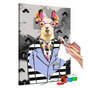Tableau déco Crazy Alpaca Peinture à points - Lin - Multicolore - 40 x 60 cm