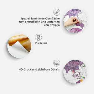 Wandposter Weltkarte V Zum Freirubbeln - Premium Vlies - 100 x 50 cm - Schwarz / Gold