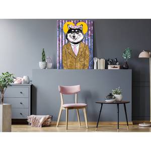 Tableau déco Dog in Suit Peinture à points - Lin - Multicolore - 40 x 60 cm