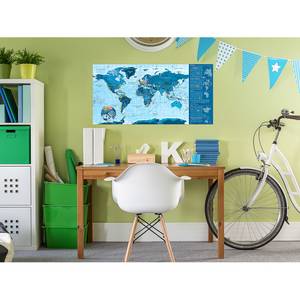 Wandposter Wereldkaart V om te scratchen - premium vlies - 100 x 50 cm - Lichtblauw