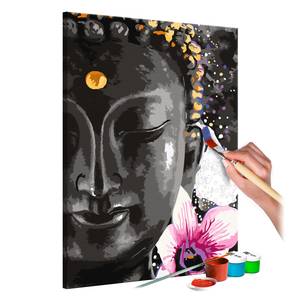 Tableau déco Buddha & Flower Peinture à points - Lin - Multicolore - 40 x 60 cm