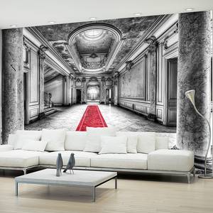 Papier peint intissé Secret du marbre Intissé premium - Gris / Rouge - 250 x 175 cm